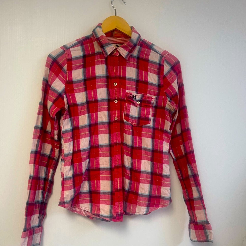 Gilly Hicks Flannel, Sydney button down long sleeve shirt size M super soft